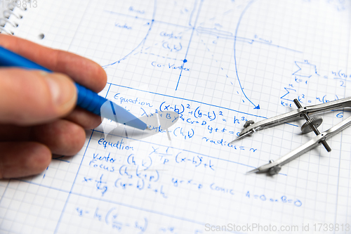 Image of Math handwriting in notebook closeup