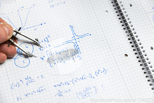 Image of Math handwriting in notebook closeup