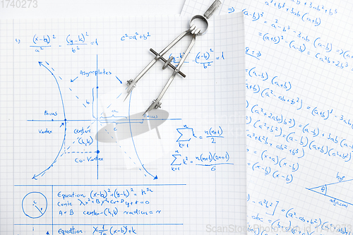 Image of Math handwriting in notebook closeup