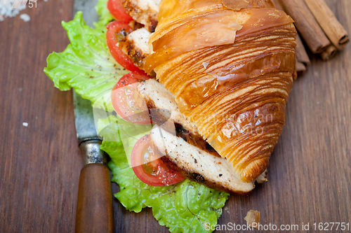 Image of savory croissant brioche bread with chicken breast 