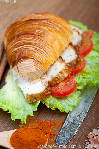 Image of savory croissant brioche bread with chicken breast 