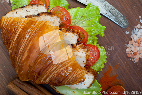 Image of savory croissant brioche bread with chicken breast 