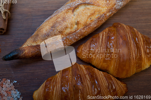 Image of French fresh croissants and artisan baguette tradition