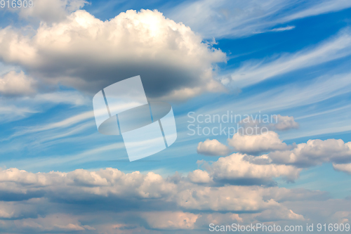 Image of White clouds on evening blue sky