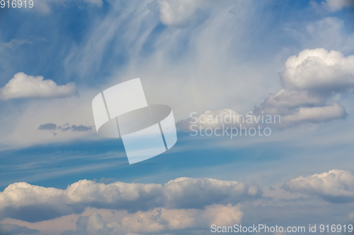 Image of White clouds on evening blue sky