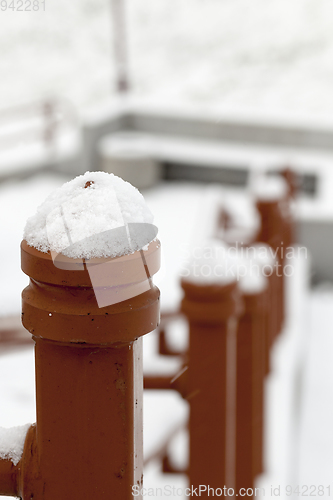 Image of Metal railing, winter