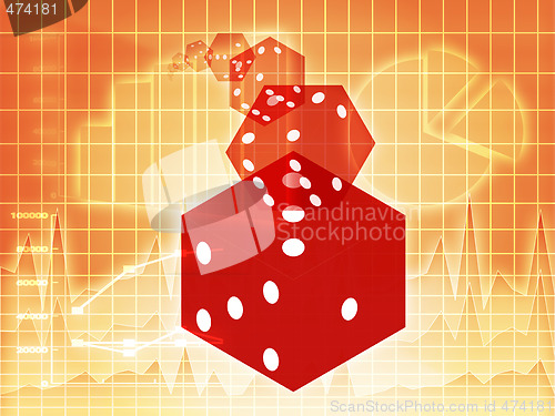 Image of Rolling red dice illustration