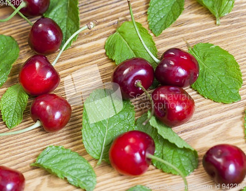 Image of cherry and fresh mint