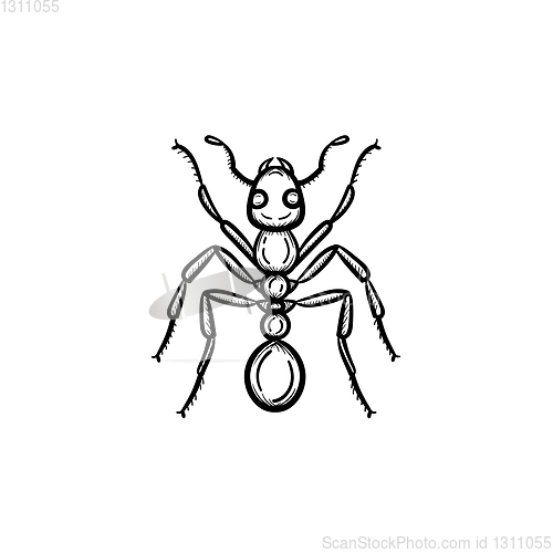 Image of Ant hand drawn sketch icon.