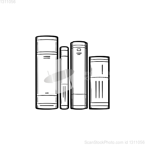 Image of School books on literature hand drawn sketch icon.