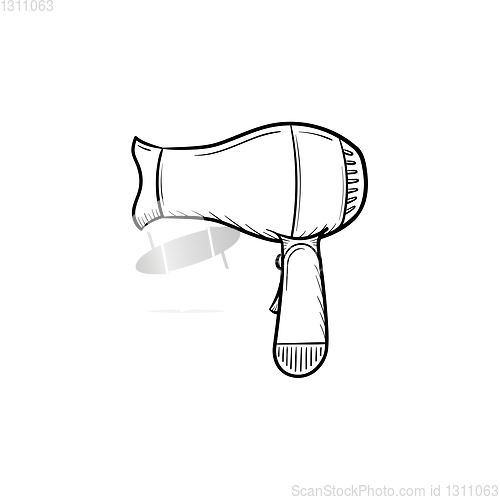 Image of Hair dryer hand drawn sketch icon.