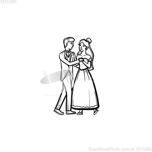 Image of First wedding dance hand drawn sketch icon.