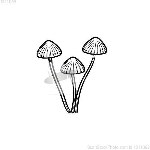 Image of Agaric mushroom hand drawn sketch icon.