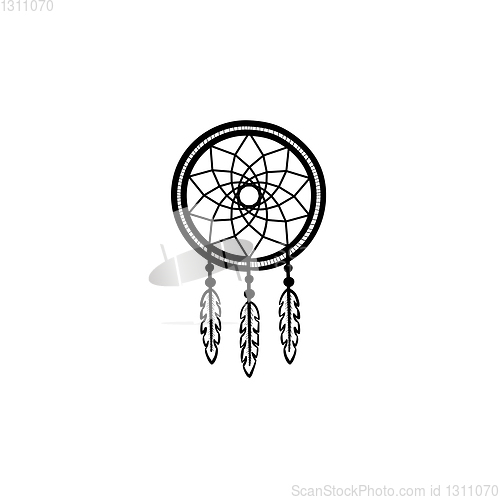 Image of Dreamcatcher hand drawn sketch icon.