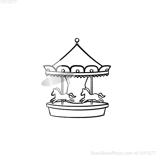 Image of Merry-go-round carousel hand drawn outline doodle icon.