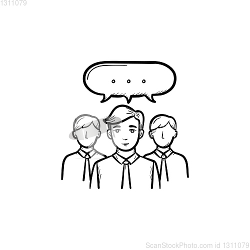 Image of People teamwork hand drawn sketch icon.