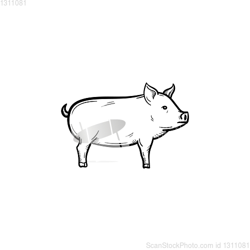 Image of Pig hand drawn sketch icon.