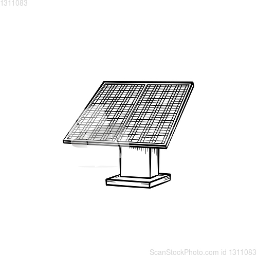 Image of Solar panel hand drawn sketch icon.