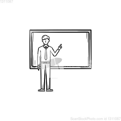 Image of Professor next to the blackboard hand drawn icon.