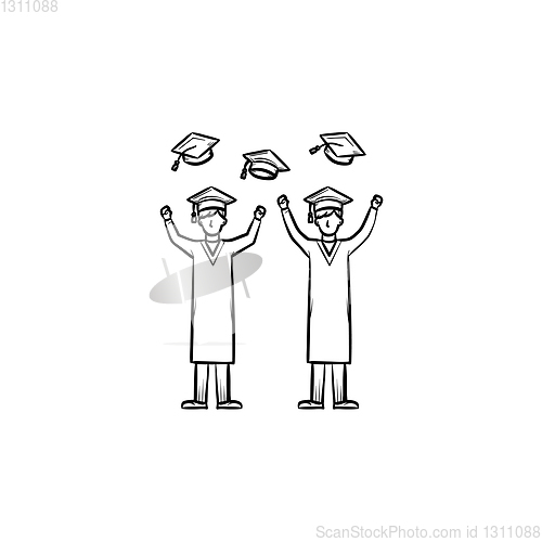 Image of University graduates hand drawn sketch icon.