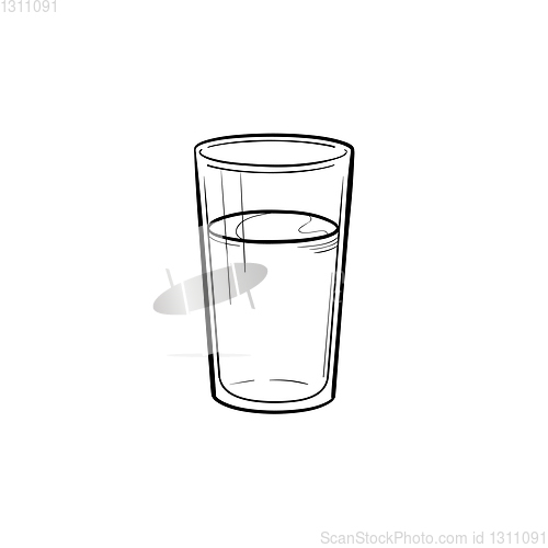 Image of Glass of water hand drawn sketch icon.