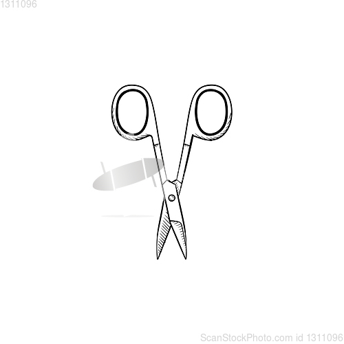 Image of Scissors hand drawn sketch icon.