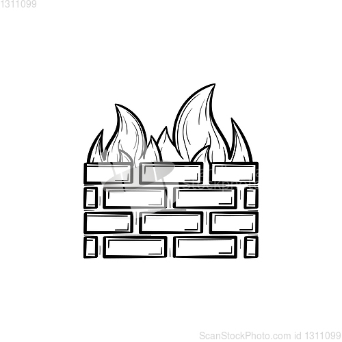 Image of Firewall hand drawn sketch icon.