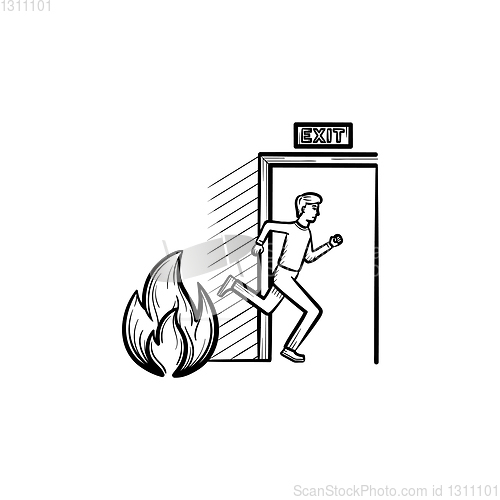 Image of Evacuation exit hand drawn sketch icon.