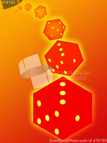 Image of Rolling red dice illustration