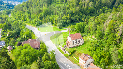 Image of aerial view image of the  St. Ulrich\'s Chapel at Neckarhausen Ge