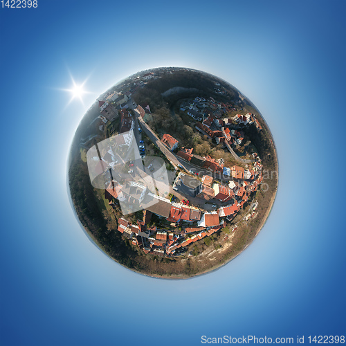 Image of little planet panorama of the castle of Haigerloch Germany