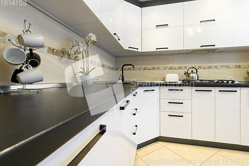 Image of White modern kitchen interior