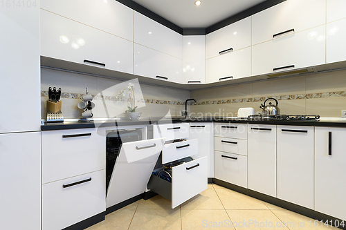Image of White modern classic kitchen interior