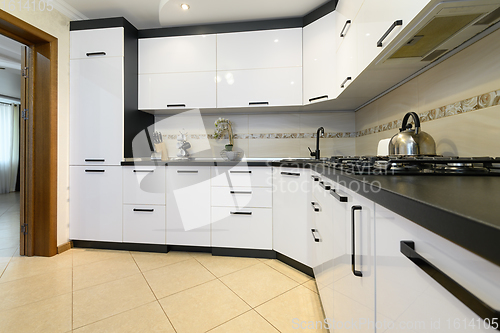 Image of White modern kitchen interior