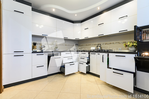 Image of Modern classic white kitchen interior