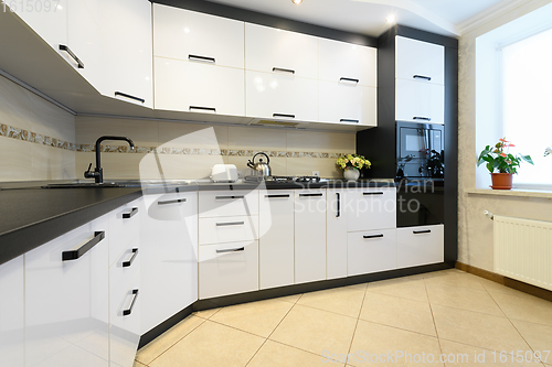 Image of White modern kitchen interior