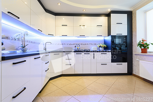 Image of White modern kitchen interior