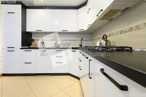 Image of White modern kitchen interior