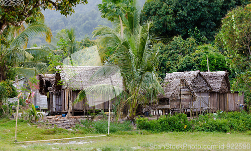 Image of Africa malagasy huts in Maroantsetra region, Madagascar