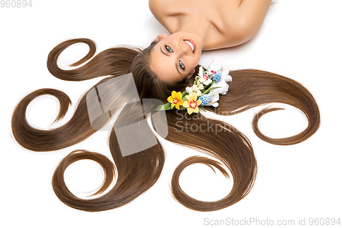 Image of beautiful girl with long hair