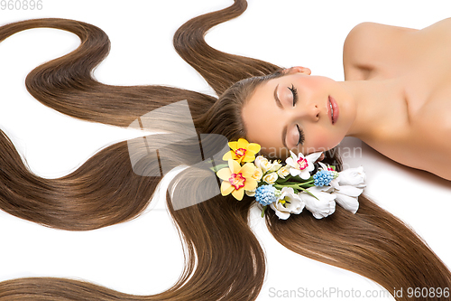 Image of beautiful girl with long hair