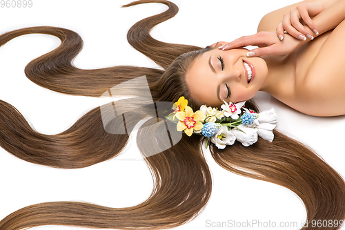 Image of beautiful girl with long hair