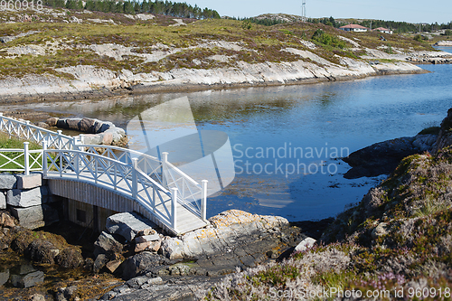 Image of Beautiful view on bridge in norwegian fjords