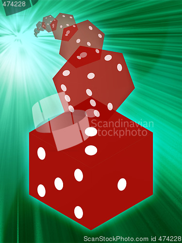 Image of Rolling red dice illustration