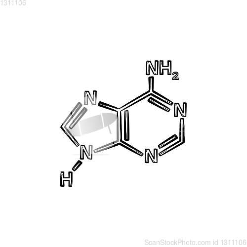 Image of Molecule hand drawn sketch icon.