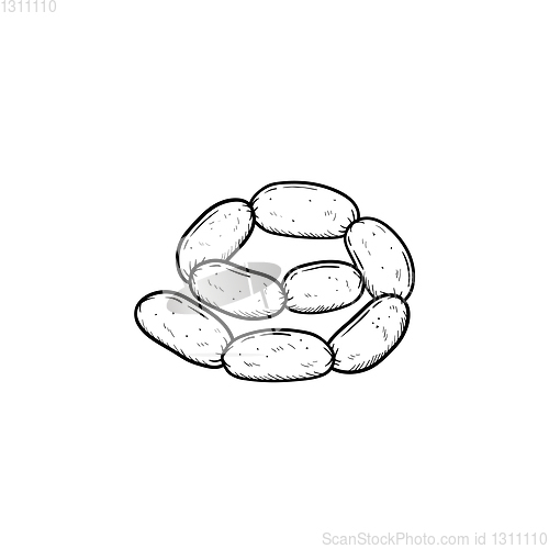 Image of Sausage chain hand drawn sketch icon.