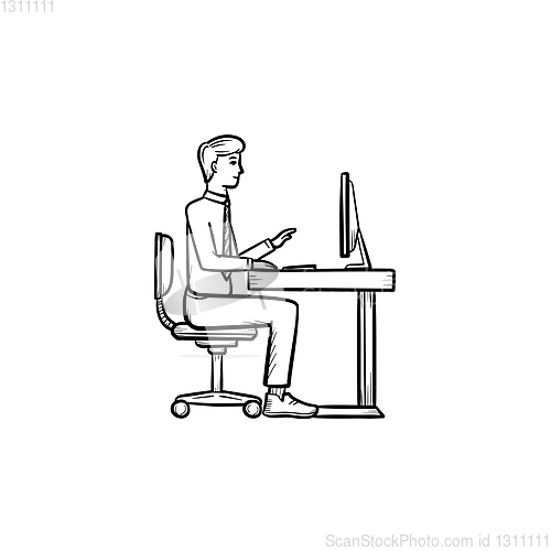 Image of Working person hand drawn sketch icon.