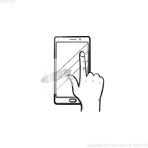 Image of Phone touchscreen hand drawn sketch icon.