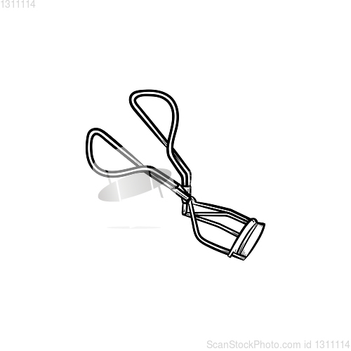 Image of Eyelash curler hand drawn sketch icon.