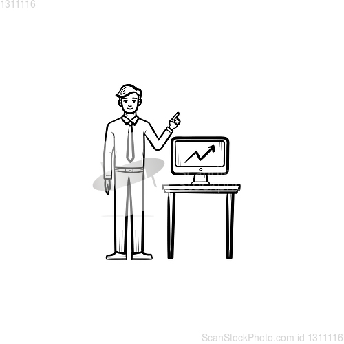 Image of Teacher showing infographic hand drawn sketch icon.